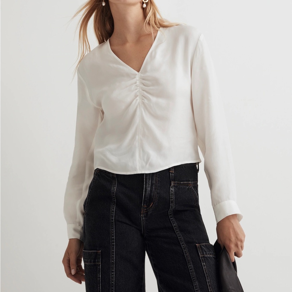 Madewell Brushed Ruched Front‎ Top in White